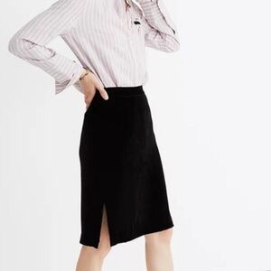 Madewell Black Velvet Side Slit Pencil Skirt Size 14